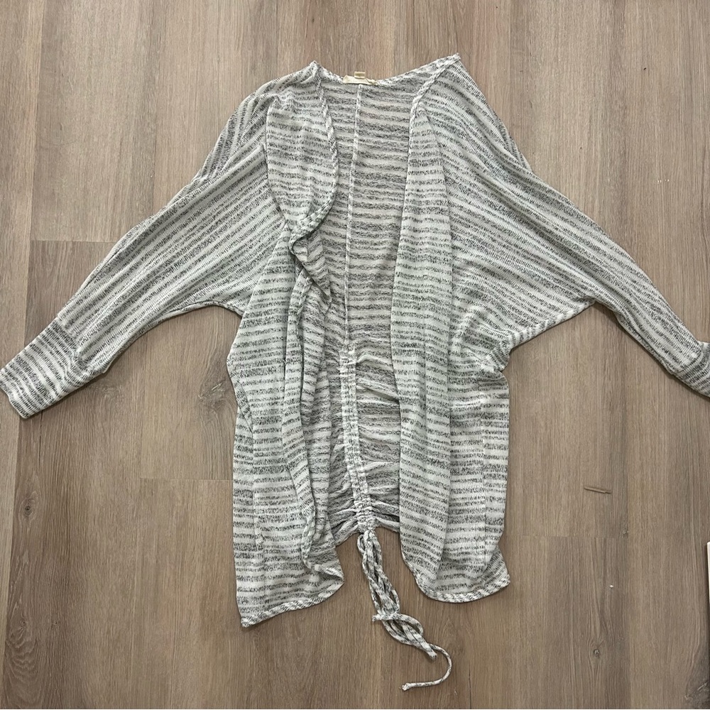 Coverstitched Striped Cardigan